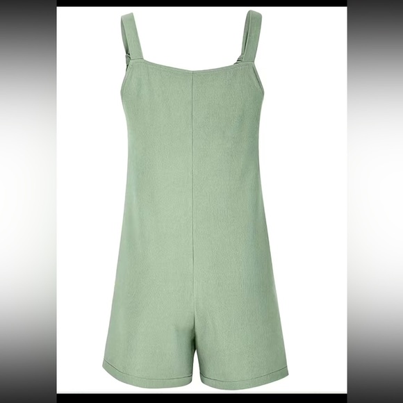 Green Crepe Knotted Romper - Picture 3 of 3